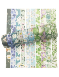 Cinta Washi Decorativa YUBBAEX 10 Rollos Flores Tono Frío 2