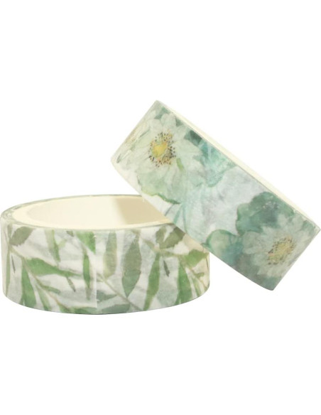 Cinta Washi Decorativa YUBBAEX 10 Rollos Flores Tono Frío