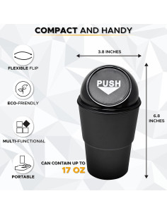 Basurero Mini Portátil EcoNour para Coche con Tapa 17.3x9.7cm 2