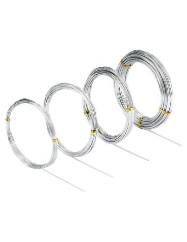 Alambre de Artesanía de Aluminio Zxmissu 4 Pcs 1-3mm 10m Plata