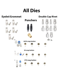 Máquina de Prensa Manual DZNTOOLS con 17 Troqueles para Botones y Remaches 2