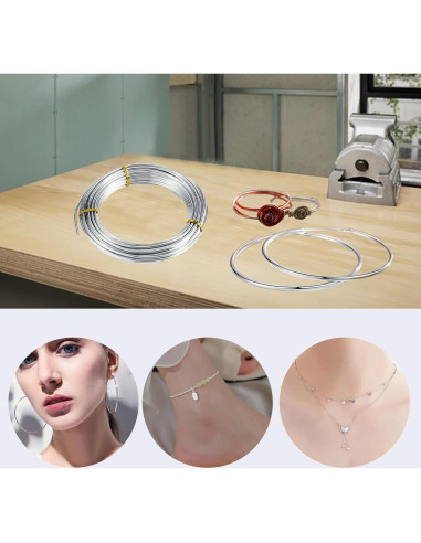 Alambre de Artesanía de Aluminio Zxmissu 4 Pcs 1-3mm 10m Plata