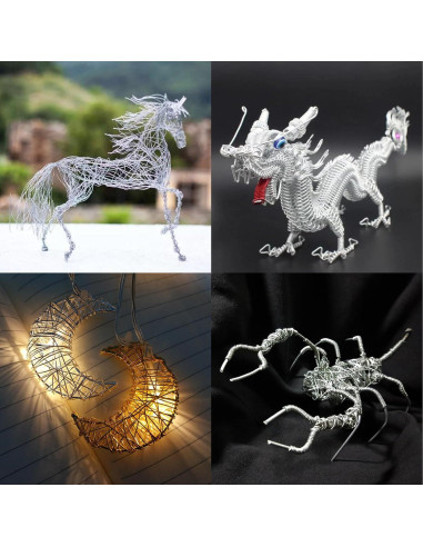 Alambre de Artesanía de Aluminio Zxmissu 4 Pcs 1-3mm 10m Plata