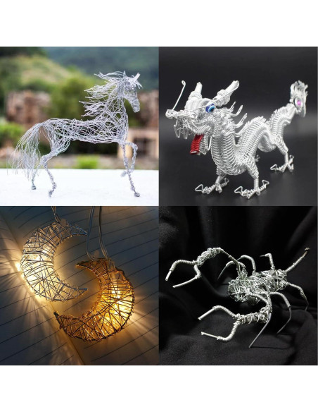 Alambre de Artesanía de Aluminio Zxmissu 4 Pcs 1-3mm 10m Plata