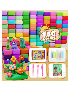 Arcilla Secada al Aire Wolwefa 150 Colores para Niños 2