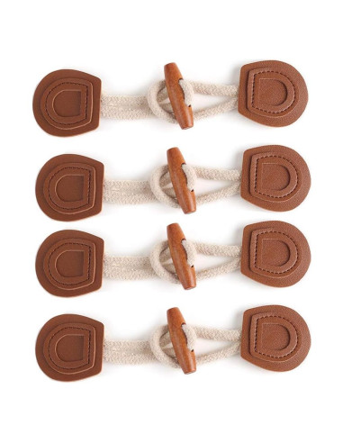 4 Juegos de Cierre Toggle Cuero PU y Madera Teensery 16cm