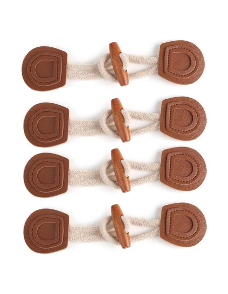 4 Juegos de Cierre Toggle Cuero PU y Madera Teensery 16cm