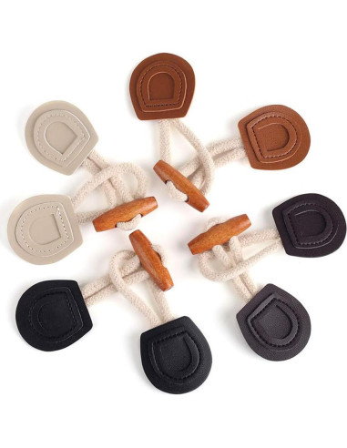4 Juegos de Cierre Toggle Cuero PU y Madera Teensery 16cm