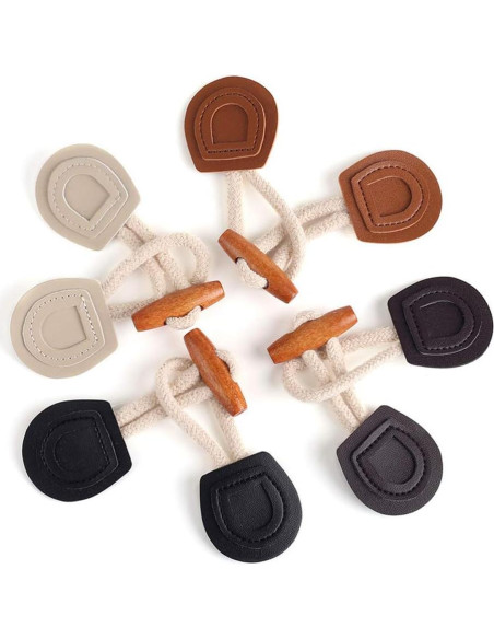 4 Juegos de Cierre Toggle Cuero PU y Madera Teensery 16cm