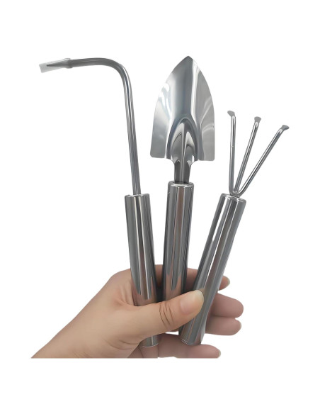 Juego de Herramientas de Jardín Mini TYSSELY 3 Piezas Acero Inoxidable