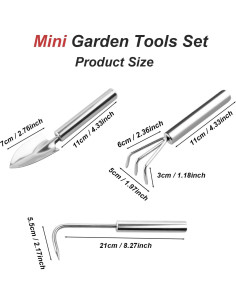 Juego de Herramientas de Jardín Mini TYSSELY 3 Piezas Acero Inoxidable 2