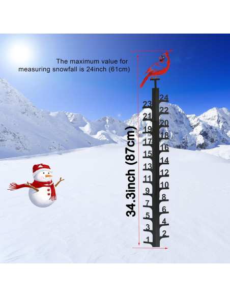 Medidor de Nieve OQUQO 61 cm Cardenal Rojo Decorativo