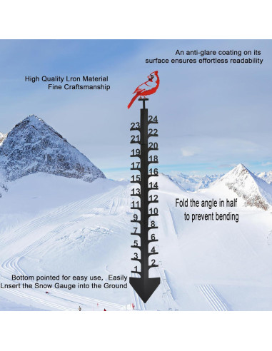 Medidor de Nieve OQUQO 61 cm Cardenal Rojo Decorativo