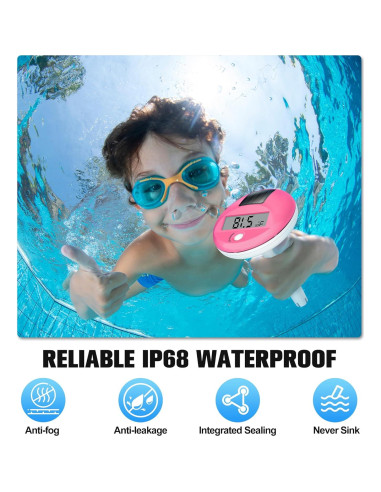 Termómetro Digital Flotante FirstE 2025 para Piscina Rosa