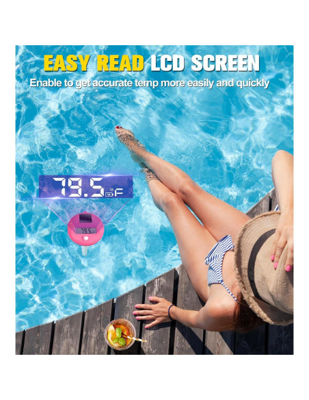 Termómetro Digital Flotante FirstE 2025 para Piscina Rosa