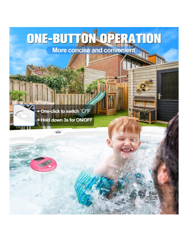 Termómetro Digital Flotante FirstE 2025 para Piscina Rosa