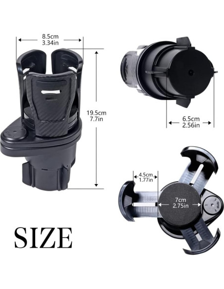 Soporte para Tazas de Coche Banseko BJ-2088 Ajustable Negro Soporte para Tazas de Coche Banseko BJ-2088 Ajustable Negro