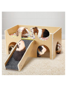 Castillo para Cobayas MEWTOGO de Madera XL con Escaleras