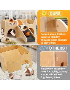 Castillo para Cobayas MEWTOGO de Madera XL con Escaleras 2