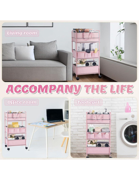 Carro Organizador de Pañales Honeydak 3 Niveles Rosa