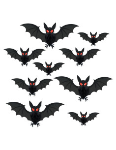 9 Murciélagos de Papel 3D Halloween AmazingSpark - Decoración