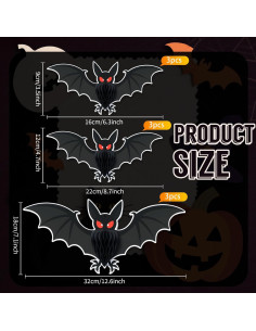 9 Murciélagos de Papel 3D Halloween AmazingSpark - Decoración 2