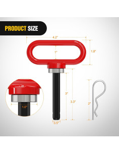 Pasador de Remolque Magnético Nilight 1/2" Rojo 680kg 2