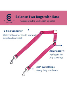 Acoplador de Correa Doble Blueberry Pet Rosa Francés Pequeño 2