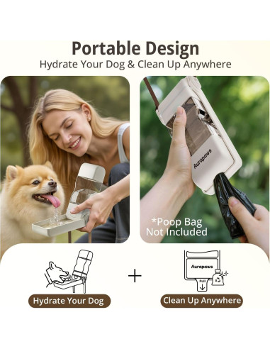 Botella de Agua para Perros Aurapaws 382ml Plegable a Prueba de Fugas