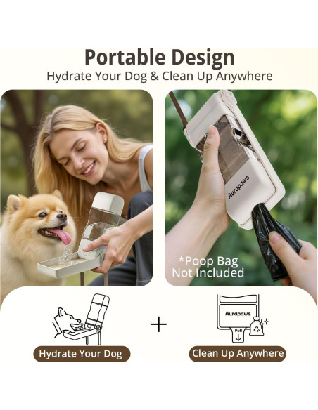 Botella de Agua para Perros Aurapaws 382ml Plegable a Prueba de Fugas