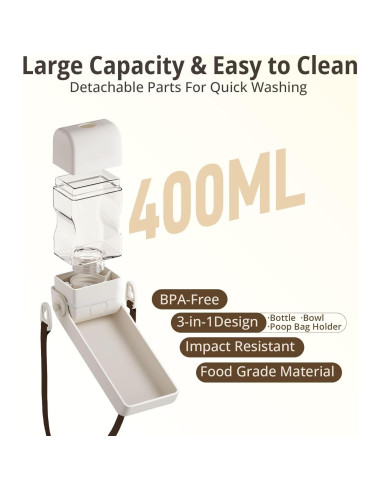 Botella de Agua para Perros Aurapaws 382ml Plegable a Prueba de Fugas