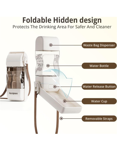 Botella de Agua para Perros Aurapaws 382ml Plegable a Prueba de Fugas