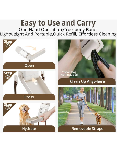 Botella de Agua para Perros Aurapaws 382ml Plegable a Prueba de Fugas