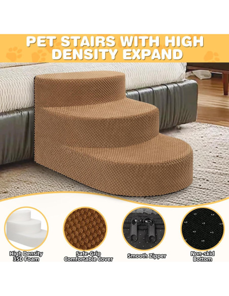 Escalera para Perros Pequeños NECKORY 3 Escalones Antideslizante