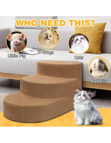 Escalera para Perros Pequeños NECKORY 3 Escalones Antideslizante