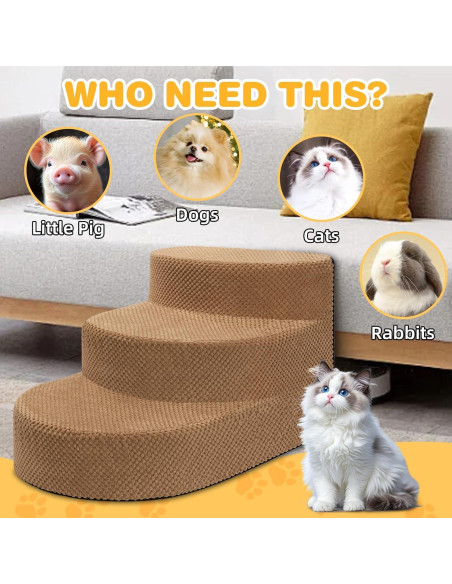 Escalera para Perros Pequeños NECKORY 3 Escalones Antideslizante