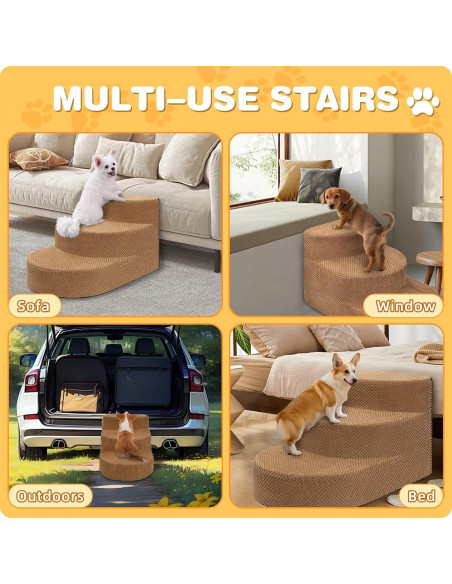 Escalera para Perros Pequeños NECKORY 3 Escalones Antideslizante