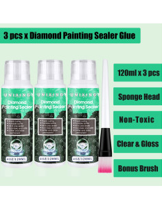 Sellador de Pintura de Diamante Unixing 3 Botellas 120ML 2