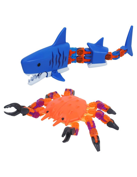 Combo Criaturas Klixx Oceánicas - Tiburón y Cangrejo, Juguetes Fidget