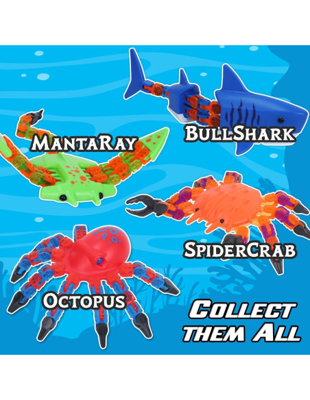 Combo Criaturas Klixx Oceánicas - Tiburón y Cangrejo, Juguetes Fidget