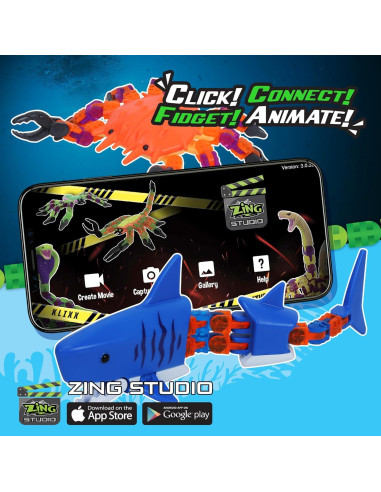 Combo Criaturas Klixx Oceánicas - Tiburón y Cangrejo, Juguetes Fidget