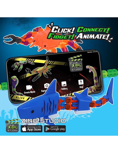 Combo Criaturas Klixx Oceánicas - Tiburón y Cangrejo, Juguetes Fidget