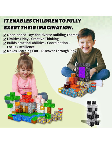 200 Bloques de Construcción Magnéticos Tebieniub 2.03 cm para Niños