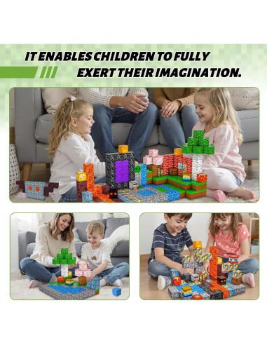 200 Bloques de Construcción Magnéticos Tebieniub 2.03 cm para Niños