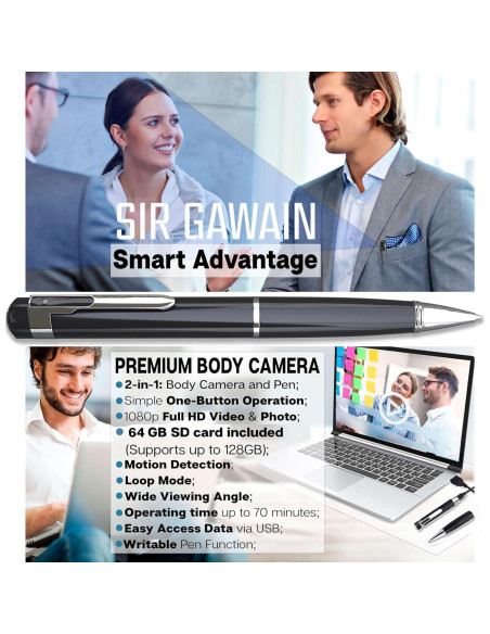 Cámara de Cuerpo SIRGAWAIN Platinum PRO 64GB Full HD 1080p