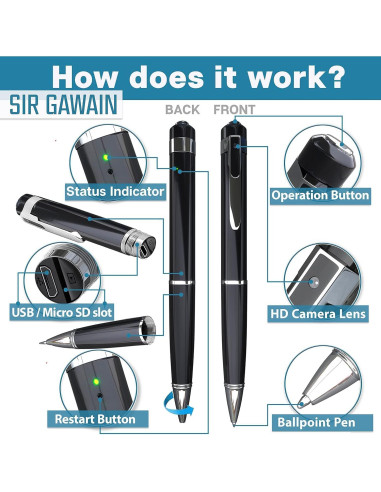 Cámara de Cuerpo SIRGAWAIN Platinum PRO 64GB Full HD 1080p