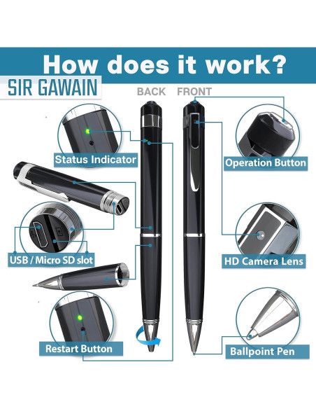 Cámara de Cuerpo SIRGAWAIN Platinum PRO 64GB Full HD 1080p