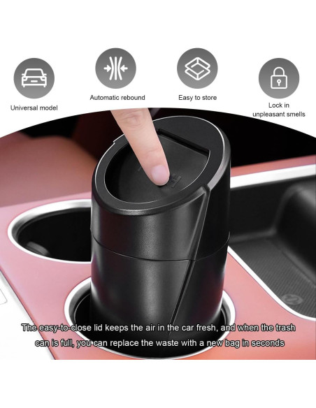 Basurero de Coche FSTURIOS Rosa con Tapa Abatible 1200ml