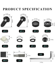 Kit de Tornillos Antirrobo ZNDAW para Placas de Licencia - Negro 2