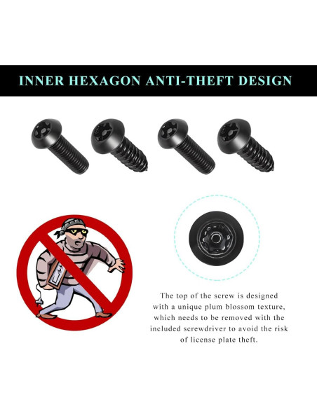 Kit de Tornillos Antirrobo ZNDAW para Placas de Licencia - Negro